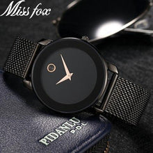Load image into Gallery viewer, Miss Fox Women Gold Quartz Watch Ladies Brand Minimalist Steel Mesh Simple Geneva Watches Waterproof Dress  Relogio Feminino