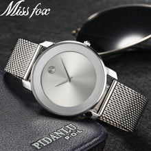 Load image into Gallery viewer, Miss Fox Women Gold Quartz Watch Ladies Brand Minimalist Steel Mesh Simple Geneva Watches Waterproof Dress  Relogio Feminino