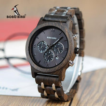 Load image into Gallery viewer, BOBO BIRD Wood Watches Men Business Luxury Stop Watch Color Optional with Wood Stainless Steel Band V-P19