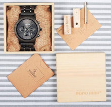 Load image into Gallery viewer, BOBO BIRD Wood Watches Men Business Luxury Stop Watch Color Optional with Wood Stainless Steel Band V-P19