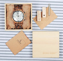 Load image into Gallery viewer, BOBO BIRD Wood Watches Men Business Luxury Stop Watch Color Optional with Wood Stainless Steel Band V-P19