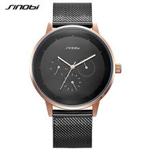 Load image into Gallery viewer, Fashion Quartz Men Watches SINOBI Top Brand Luxury Business High Quality Alloy Slim Mesh Strap Casual Week Clock Calendar Watch