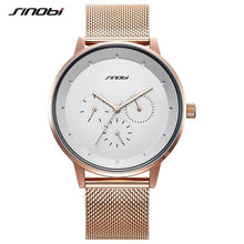 Load image into Gallery viewer, Fashion Quartz Men Watches SINOBI Top Brand Luxury Business High Quality Alloy Slim Mesh Strap Casual Week Clock Calendar Watch