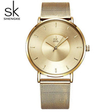 Load image into Gallery viewer, Shengke Black Fashion Women Watches Top Brand Luxury Ultra Thin Watch Ladies Quartz Wristwatch Relojes Mujer 2018 SK Women Clock