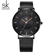 Load image into Gallery viewer, Shengke Black Fashion Women Watches Top Brand Luxury Ultra Thin Watch Ladies Quartz Wristwatch Relojes Mujer 2018 SK Women Clock