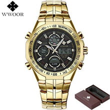 Load image into Gallery viewer, WWOOR Men Waterproof Sports Watches Men Brand Luxury Quartz Analog LED Digital Clock Male Army Military Watch relogio masculino