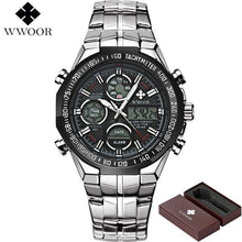 Load image into Gallery viewer, WWOOR Men Waterproof Sports Watches Men Brand Luxury Quartz Analog LED Digital Clock Male Army Military Watch relogio masculino
