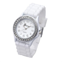 Load image into Gallery viewer, New Women Watches Fashion Silicone Gel Ceramic Style Band Crystal Bezel Women's Watch Women Dress Wristwatch Reloj Mujer