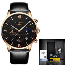Load image into Gallery viewer, 2018 fashion top brand luxury LIGE moon phase all steel watch men's business fashion quartz watch men's outdoor sports Relogio