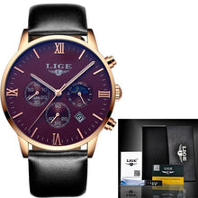 Load image into Gallery viewer, 2018 fashion top brand luxury LIGE moon phase all steel watch men's business fashion quartz watch men's outdoor sports Relogio