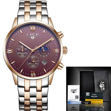Load image into Gallery viewer, 2018 fashion top brand luxury LIGE moon phase all steel watch men's business fashion quartz watch men's outdoor sports Relogio