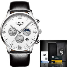 Load image into Gallery viewer, 2018 fashion top brand luxury LIGE moon phase all steel watch men's business fashion quartz watch men's outdoor sports Relogio