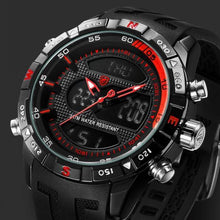 Load image into Gallery viewer, Hooktooth SHARK Sport Watch for Men Double Movement Chronograph Alarm LCD Male Clock 3ATM Water Resistant Black Stopwatch /SH596