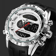 Load image into Gallery viewer, Hooktooth SHARK Sport Watch for Men Double Movement Chronograph Alarm LCD Male Clock 3ATM Water Resistant Black Stopwatch /SH596