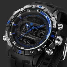 Load image into Gallery viewer, Hooktooth SHARK Sport Watch for Men Double Movement Chronograph Alarm LCD Male Clock 3ATM Water Resistant Black Stopwatch /SH596