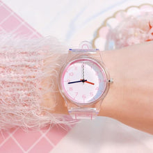 Load image into Gallery viewer, Transparent Clock Silicon Watch Women Sport Casual Quartz Wristwatches Novelty Crystal Ladies Watches Cartoon Reloj Mujer 2018